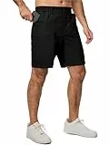 Meilicloth Kurze Hosen Herren Cargo Shorts Sommer Freizeithose Kurze Elastische Taille Chino Shorts Mit 5 Taschen S-3XL Schwarz 42