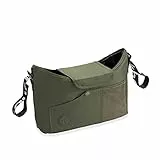hauck Pushchair Bag, Olive - Großer Kinderwagen Organizer mit Getränkehalter, Reißverschlusstasche & Netztasche, 35 x 10 x 22 cm, Einfache Klettverschluss Befestigung am Kinderbuggy