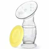 Vicloon Handmilchpumpe, 100 ML Transparent Manuelle Brustpumpe, BPA-frei, Angenehmes & Extrem Weiches Silikon Rettet Jeden Tropfen Muttermilch - Alternative zu Milchauffangschalen - Gelb