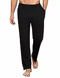 Uniexcosm Schlafanzughose Herren Lang Einfarbige Pyjamahose Baumwolle Schlafhose Freizeithose Haushose Pyjamaunterteil für Männer mit Taschen Schwarz L