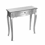 Versa Cagliari Schmales Möbelstück für den Eingangsbereich oder Flur, Moderner Konsolentisch, mit 1 Schublade, Maßnahmen (H x L x B) 80 x 30 x 80 cm, Holz, Farbe: Silber