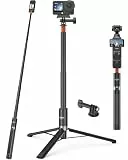 147cm Unsichtbarer Selfie Stick Stativ für Insta360 X5/X4/X3/Ace Pro 2/GO 3S, DJI Osmo 360, Action Cams Handgriff/Einbeinstativ/Teleskop-Stick/Verlängerungsstab/Reise Volg Halterung/Zubehör