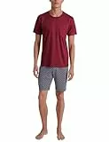 CALIDA Relax Imprint Kurz-Pyjama Herren, aus 100% Baumwolle, Hose mit stoffbezogenem Gummibund