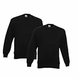 Fruit of the Loom 2er Herren Sweatshirt Classic Set In Sweat M L XL XXL 3XL 4XL 5XL| Oeko-Tex Zertifiziert |Verschiedene Farbsets & HLKauf-Block(2X Schwarz & 1x HLKauf-Block, XL)