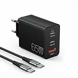 65W USB C Ladegerät, 3Port USB Schnellladegerät mit Ladekabel 2M,USB C Netzteil für MacBook Air Pro M1/M2,iPhone 16 Pro Max/15/14/13,Switch,Galaxy S24 Ultra/S23/S22,Tablet,Laptop,Handys usw