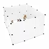Relaxdays Freilaufgehege Kunststoff, DIY Freigehege, Erweiterbarer Auslauf für Kleintiere, HBT 92 x 110 x 110 cm, weiß