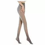 Sumvov Strumpfhosen Damen Winter Fleece Strumpfhose Damen Plüschstrümpfe Gefälschte Durchscheinend, Hohe Elastizität, Wärme, Körperformende Weihnachten, Valentinstag (Grau-200g)