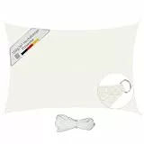 Sunula Sonnensegel Wasserdicht 3x4m Rechteckig – hochdichtes PES 160g/m², mit umlaufendem Gurtband & Edelstahl-Ringen, Nahtversiegelung & bis zu 95% UV-Schutz, für Balkon Terrasse Garten, Creme