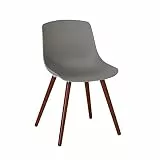 1 Stück Greemotion Stuhl Halifax mit Holzbeinen, Designerstuhl mit Kunststoffschale, 52 x 81 x 58 cm, für Garten und Haus, max. 110 kg, in grau