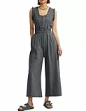 CHERFLY Jumpsuits für Damen, elegant, lässig, am Rücken gebunden, Sommer-Outfits 2025, Stahlgrau, Large