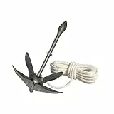 SAWESTO® Ankerset Faltklappanker 10 kg feuerverzinkt mit 30 m Ankerleine | Bootsanker für Schlauchboot, SUP, Kajak, Angelboot | klappbar & rostfrei | inkl. Ankerseil/Marineseil