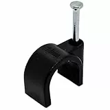 Lumonic 100x Nagelschelle 14mm für Kabel schwarz - Kabelschelle mit 30mm Nagel z.B. zur Befestigung an der Wand - Kabelklemmen verschiedene Größen 4-14mm
