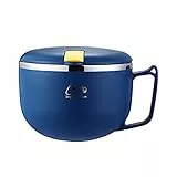 FIYSON Instant-Nudeln Schüssel, Nudelschale Edelstahl Bento Box Tragbare Auslaufsicher Instant-Nudelschale Reis Schüssel,für Lebensmittel Mit Deckel Und Deckel Suppenschalen (Blau, Groß)