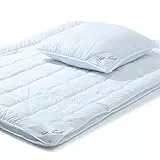 aqua-textil Soft Touch 1x Kopfkissen 80 x 80 cm Set inkl Bettdecke 4 Jahreszeiten 135 x 200 cm Winter Sommer Steppdecke