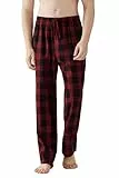 Jveyvth Herren Pyjamahose Flanell Baumwolle kariert Schlaf & Lounge Hose, PJ Hose mit Taschen und Knopfleiste