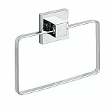 WENKO Vacuum-Loc Wand Handtuchring Quadro, Bad Handtuchhalter, Befestigen ohne Bohren, Rostfreier Edelstahl, 18,5 x 14 x 3,5 cm, Glänzend