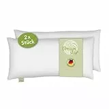DREAMSTAR Cotton 2er Set Kopfkissen mit Eco Faserfüllung und Baumwollbezug| waschbar 60 Grad | Allergiker geeignet | Baumwollbezug | 40 x 80 cm
