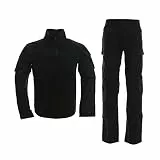 LANBAOSI Airsoft Tarnanzug Herren Paintball Combat Shirt Taktische Hose Langärmlige mit 1/4 Reißverschluss Militär Anzug Outdoor Camouflage Jagdbekleidung BDU
