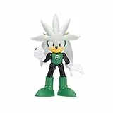 Sonic The Hedgehog DC x Sonic Silver als Green Lantern 6 cm große Actionfigur, offiziell lizenziert von Jakks Pacific, hochbeweglich und detailreich gestaltet, Sammlerverpackung
