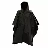 Mil-Tec Regenponcho Unisex • US Poncho aus reißfestem Ripstop Material • Mehrzweck Regenponcho Herren & Damen • Wasserdicht & extra lang • Outdoor Regenjacke, Regencape,Regenmantel • SCHWARZ