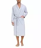 COLORFULLEAF Bademantel Herren aus 100% Baumwolle Leicht Sauna Morgenmantel Männern Reisebademantel Saunamantel mit Tasche(Grau,XL)