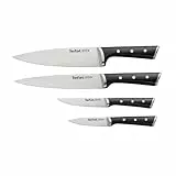 Tefal Ice Force Set mit 4 Messern, Tranchiermesser 9 cm, Kochmesser 20 cm, Officemesser 11 cm, Schälmesser 20 cm, K2324S74, K2324S74, K2324S74