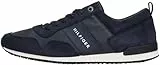 Tommy Hilfiger Herren Runner Sneaker Iconic Leather Suede Mix Runner Sportschuhe, Blau (Midnight), 46