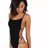 KOEMCY Body Damen Kurzarm Rückenfrei Bodysuit Tops Damen Body Sexy Unterziehbody Ärmellos Riemchen Bodies Sommer Oberteil, XL