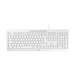 CHERRY Stream Keyboard, Kabelgebundene Tastatur, Deutsches Layout (QWERTZ), Flüsterleiser Tastenanschlag, Einzigartiges Tippgefühl, Flaches Design, Weiß-Grau