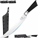 XYJ 9.5 Inch Kitchen Knife With Plastic Cover, Ergonomic Handle, Stainless Steel Slicing Slaughter Fish Fille Meat Knife, Cleaver Cooking Chef Knife