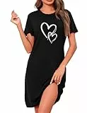 Marvmys Nachthemd Damen Kurzarm Schlafshirt Baumwolle Printed Sleepshirt Sommer T-Shirt Schlafhemd Frauen Nachtwäsche Schlafkleid