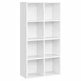 VASAGLE Bücherschrank, Bücherregal, mit 8 Fächern, Büroregal, Würfelregal, Standregal, für Wohnzimmer, Schlafzimmer, Büro, Kinderzimmer, weiß LBC24WT