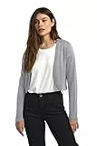 KAFFE Bolero KAankra Damen Bolero Festlich Jäckchen mit Langarm Kurze Strickjacke XL, Grey Mel. w. Silver Lurex
