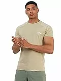 TCA Herren Stamina Laufshirt/Trainingsshirt mit versteckter Reißverschlusstasche - Sand, L