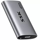 SSK Externe SSD 256GB, USB 3.2 Gen2 Portable SSD, bis zu 550 MB/s, Externe Festplatte mit USB C&A 2 in 1 Kabel, External Solid State Drive für iPhone 16/15/17-Serie/Laptop/Desktop/Smartphone/Tablet