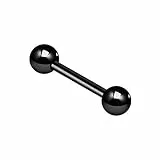 KJM FASHION 1 STK Titan Schwarz Zungen 1,6 mm 14g 14mm 9/16 5mm Kugel Tongue Brustwarzen Ohrringe Barbell Zunge Piercing Schmuck 7249