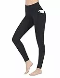 LaiEr Damen Leggings High Waist Yoga Hosen Leggings mit Taschen Workout Laufen Leggings Workout Tights(Black,Medium)