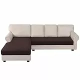 BellaHills Sofa Überwürfe Sitzkissen Bank, Superweicher Elastische Sofa Abdeckung mit Elastischem Boden, Universal Elastisch Sofa Überzug, 3 Sitzer + Chaiselongue, Braun