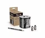 Peach Elektrischer universal Anspitzer - Inkl. Ersatzteile - für alle Bleistifte, Buntstifte, Eyeliner und Wachsmalstifte - Schwarz - Doppelspitzer für Stifte von 6-8 mm und 9-12 mm - PO102