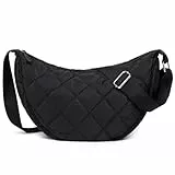 Micmores Crossbody Bag Damen UmhäNgetasche Nylon Gesteppt Tasche Leicht Puffer Crossbody Bag Groß Schultertasche Hobo Bauchtasche Damen Herren (Schwarz)