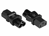 Good Connections® Stromadapter Kaltgeräte-Stecker C6 (gerade) an Kaltgeräte-Buchse C13 (gerade), UL - Netzadapter/Netzleitungsadapter - SCHWARZ