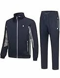 Little Donkey Andy Herren Trainingsanzug Jogginganzug Set Lässig Leichter Sportanzug mit Vollverschluss Jacke & Hose für zu Hause, Freizeit und Gym Marineblau 3XL