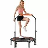 SPORTNOW 102 cm Fitness-Trampolin mit LCD-Monitor, Faltbar Mini-Trampolin für Erwachsene, Fitness-Rebounder mit 4-Fach Höhenverstellbarer Haltegriff, bis 100 kg