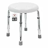 RIDDER – Bad-Hocker 'Go', Ø 50x34,9-52,5cm, weiß, Aluminium/PE/TPR | Höhenverstellbarer Duschhocker mit rutschhemmender Sitzfläche. Stabiler Badehocker | Belastbar bis 150kg