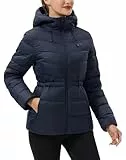 Damen Daunenjacke Warme Winterjacke Leichte Steppjacke Pufferjacke Wintermante Kapuzenjacke mit Kapuz Blau S