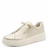 Marco Tozzi Damen Sneaker weiches Feel Me Wechselfußbett weiches Innenfutter Vegan Schnürer, beige (Dune MET.Comb), 39 EU