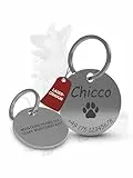 Hundemarke mit Gravur | Hundezubehör | Hundemarke personalisiert | Hundehalsband mit Namen | ⌀30mm | Edelstahl | Für Hundehalsband personalisiert | Katzen | Hunde | Tiere