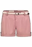 Eight 2 Nine Damen Chino Shorts Hose mit Flecht-Gürtel Middle-Rose L