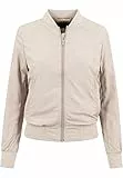 Urban Classics Damen Light Bomber Jacket – leichte Übergangsjacke im Regular Fit aus Polyester mit Reißverschluss und Rippbündchen für Freizeit und Streetwear,Sand,L