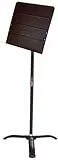Amazon Basics - Faltbarer Orchester-Notenständer, Höhenverstellbar von 108 bis 162 cm, Kippbar, Steh- und Sitzverwendung, Stabil, Dreibein-Stativ, Schwarz